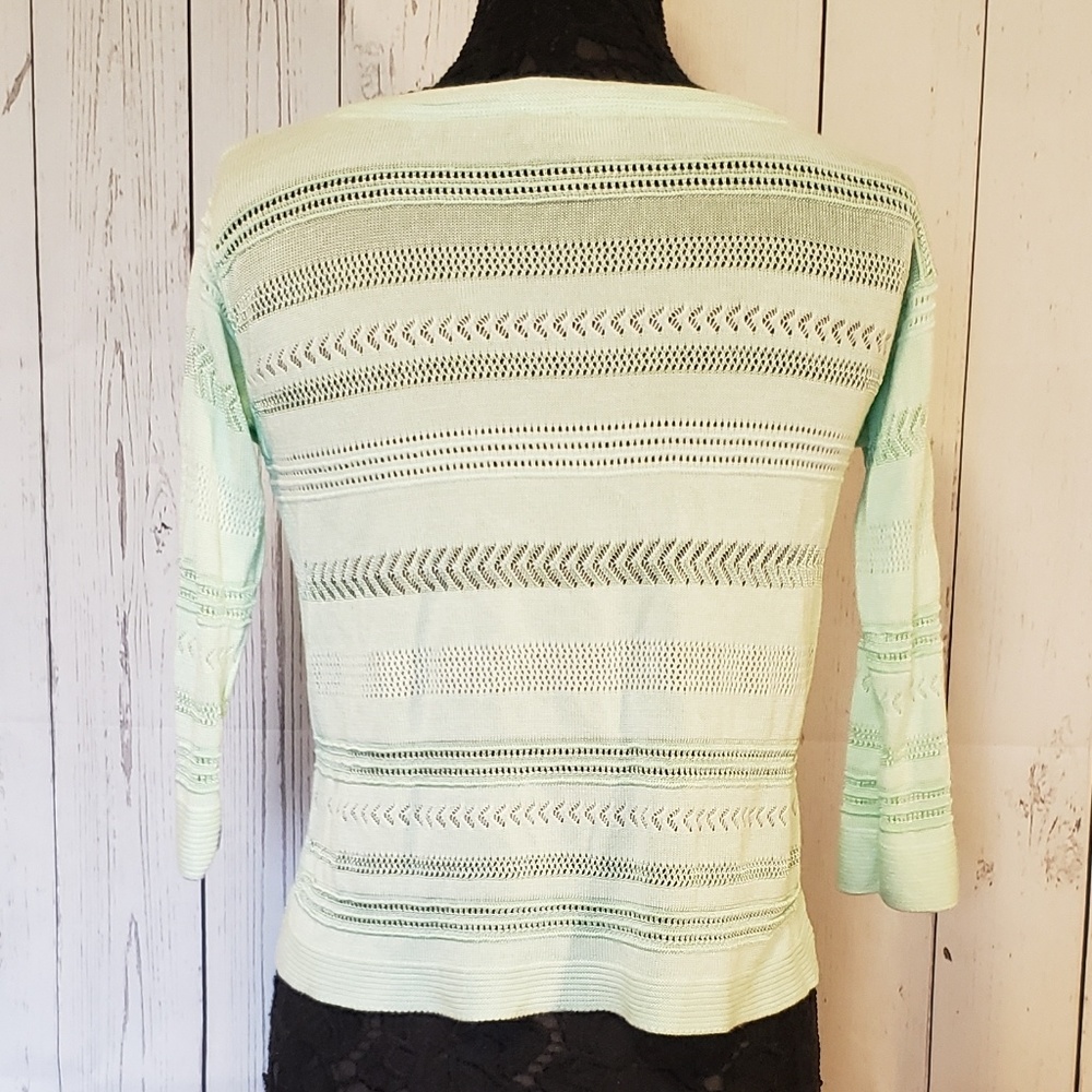 White House Black Market Open Knit Sweater Mint S - Picture 2 of 7